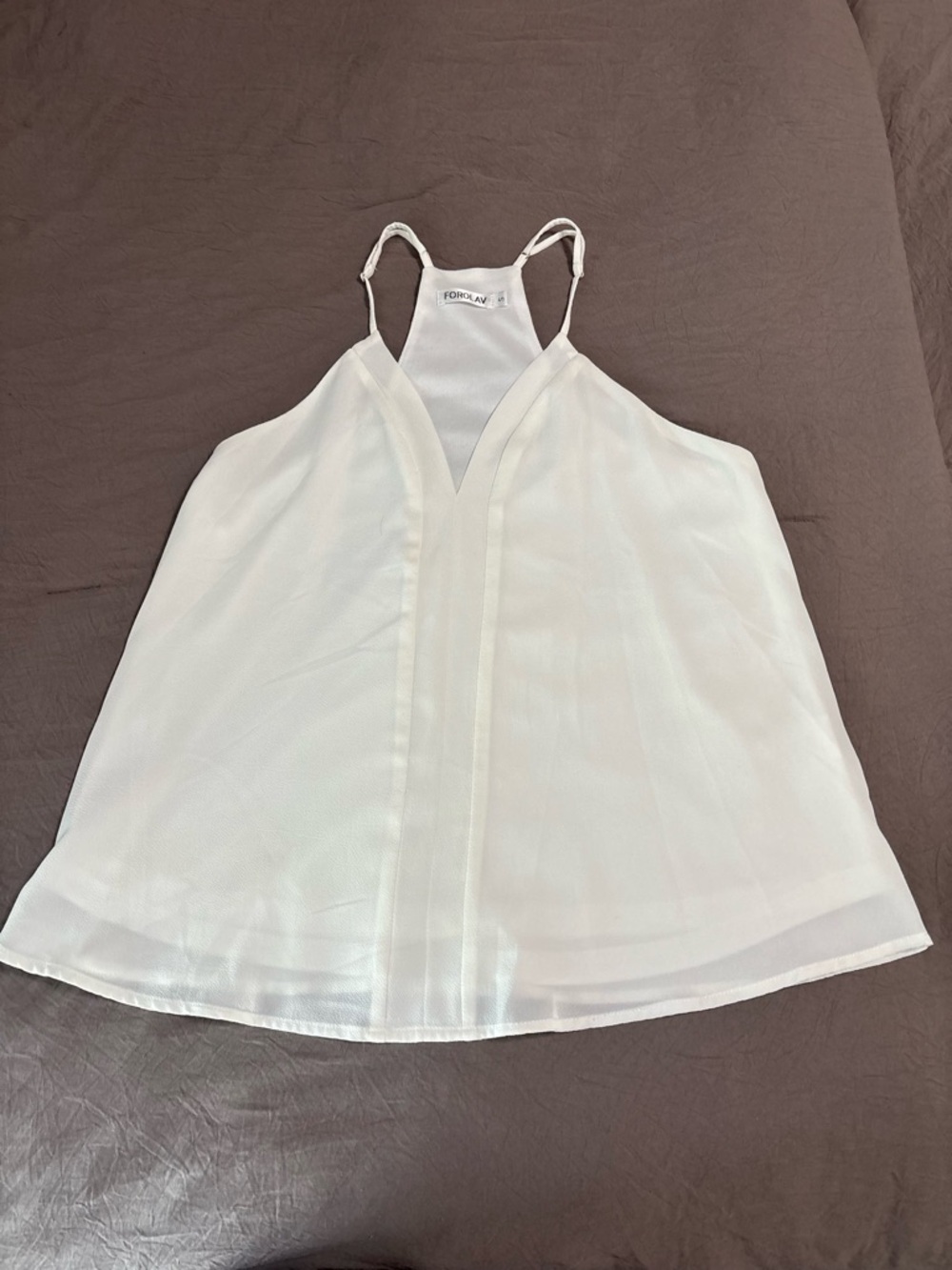 White V-Neck Halter Tank Top